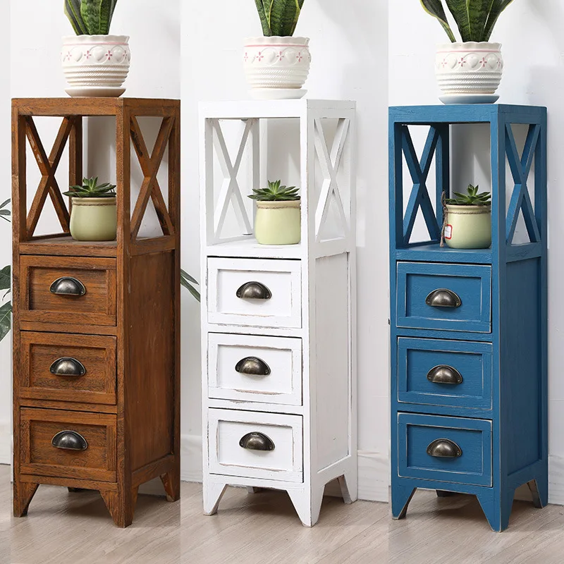 

*/*Ультраузкая прикроватная тумбочка из цельного дерева в стиле ретро 25/30, мини-шкафчик с трещинами, прикроватная тумбочка для маленькой квартиры, спальни, шкаф для хранения