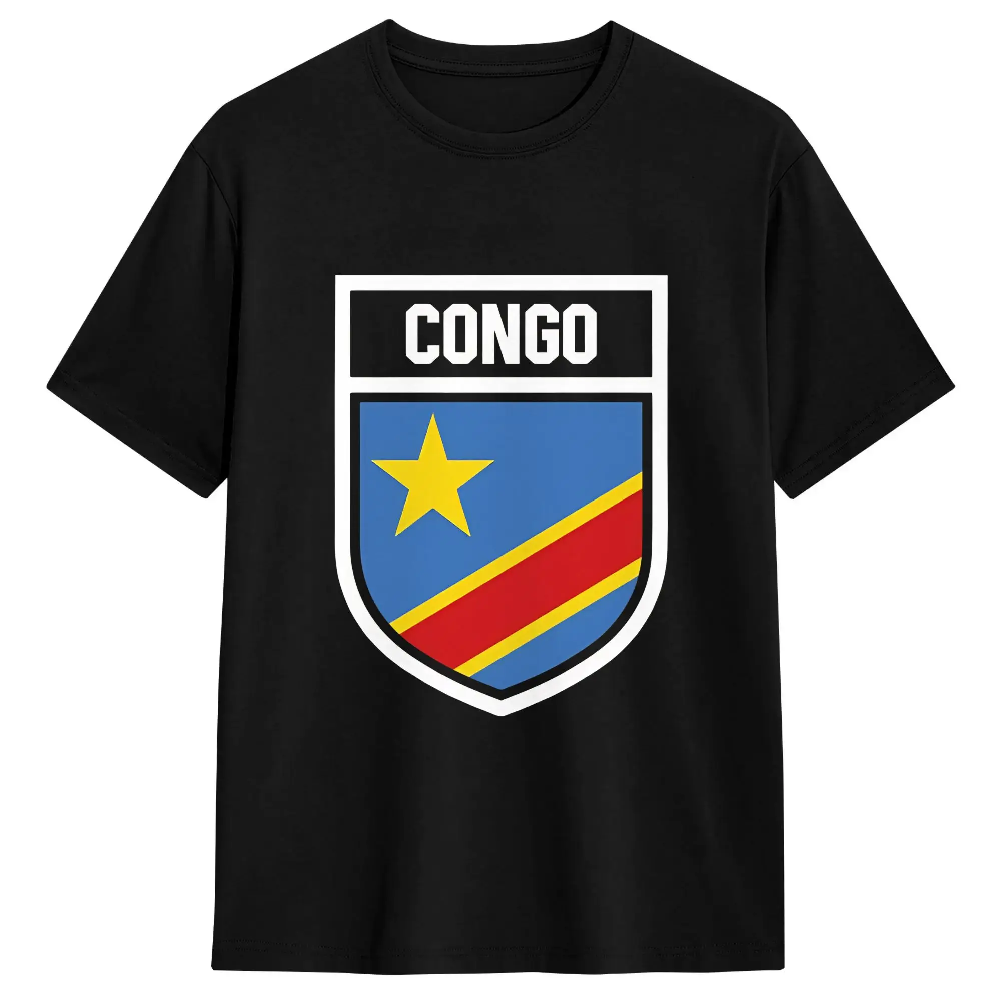 Fashion Congo Flag  T-Shirts Men Round Collar Pure Cotton T Shirt  Short Sleeve Tee Shirt 6XL Tops