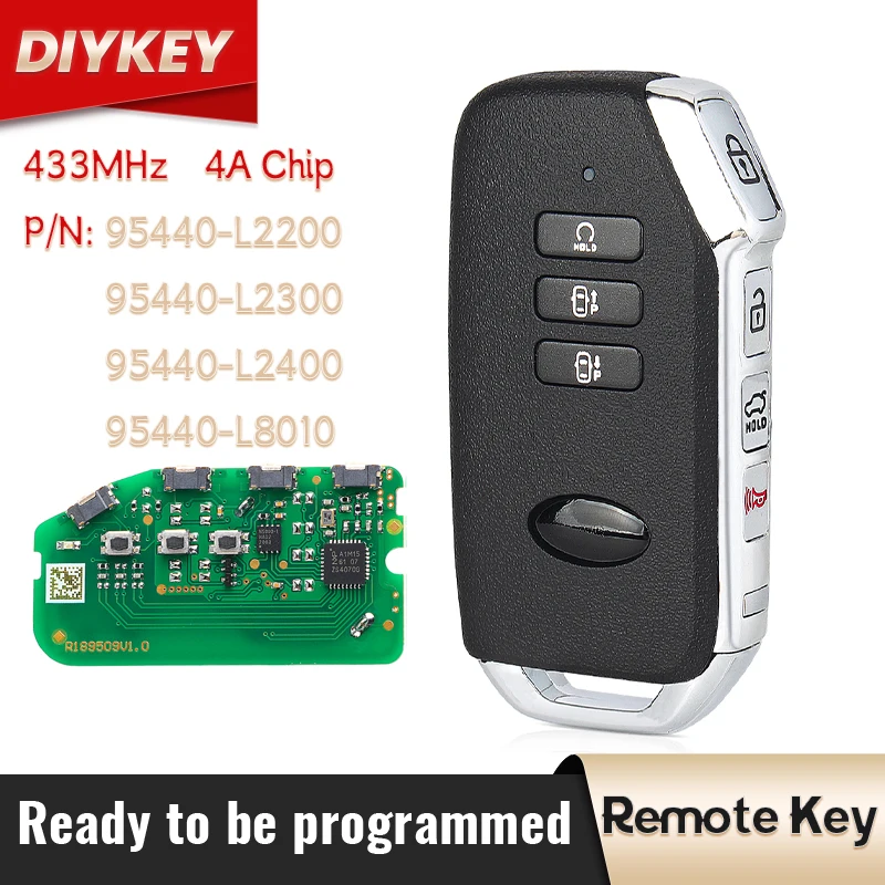 DIYKEY 95440-L2200 L2300 L2400 Умный дистанционный ключ, 7 кнопок, 433 МГц, 4A чип, брелок без ключа для KIA K5 2020 2021 2022 K8 95440-L8010