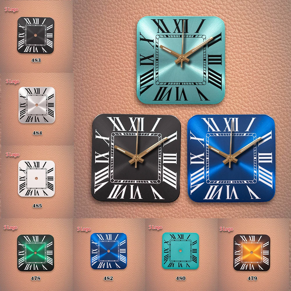 

Лидер продаж, 27 мм S, квадратный римский циферблат с логотипом, синий, без серебристых, подходит для NH35, NH36, аксессуары для модификации часов с механизмом