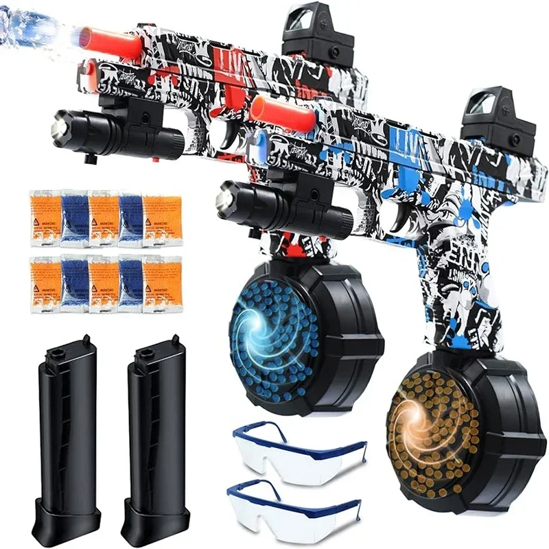 Conjunto de brinquedo gel elétrico para meninos e meninas, Splatter Ball, 100000 Contas de água, aniversário, Halloween, novo, idades 6-14 anos, 2 em 1, 2022