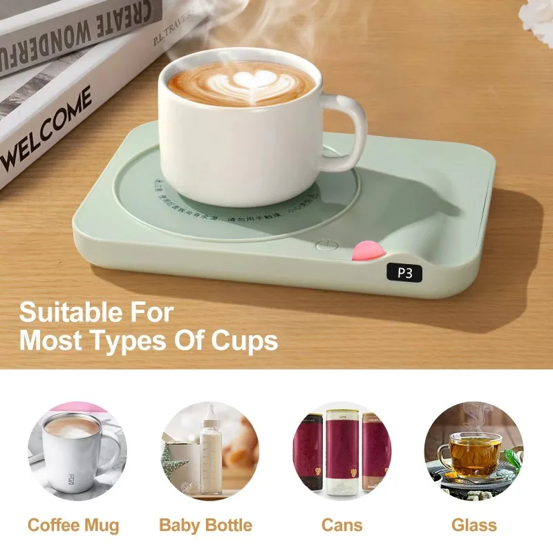 Heated cup mat, third-gear temperature adjustment of 80 degrees, constant temperature office desktop coffee, thermal coaster