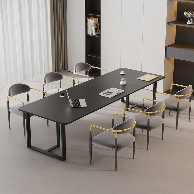 Light luxury rock slab conference table and chair combination large and small negotiation reception long table conference room