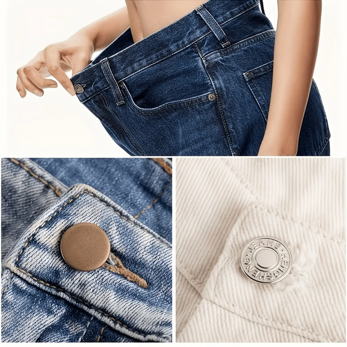 10pcs Adjustable Seamless Metal Button Jeans Set, Easy to Install Jeans Belt, Clothing Repair and Replacement Accessories