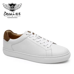 DESAI Full Grain Genuine Leather Casual Men Women Couple Shoes Brand White Sports Sneakers Shoe 2022 New Arrival Fashion Size 13
