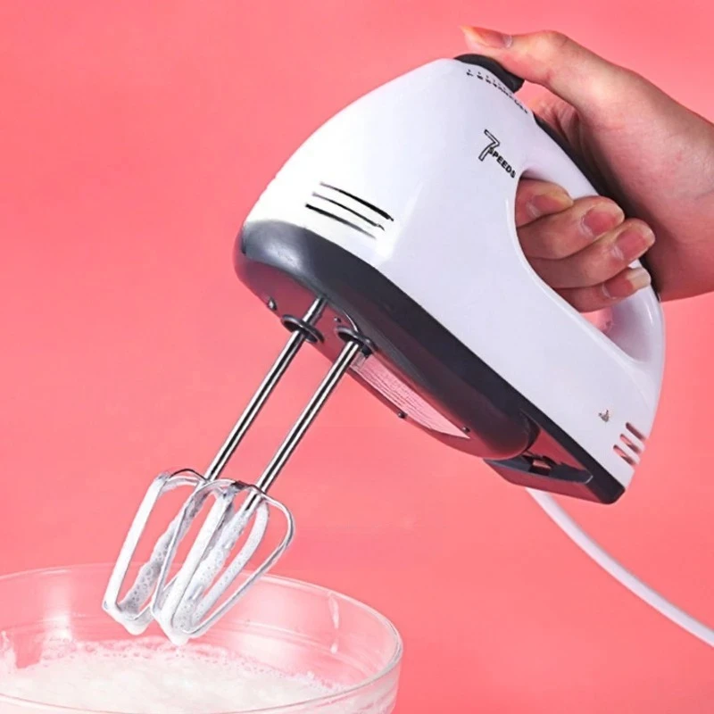 

Electric handheld egg beater mini mixer with 7 speed settings dough blender