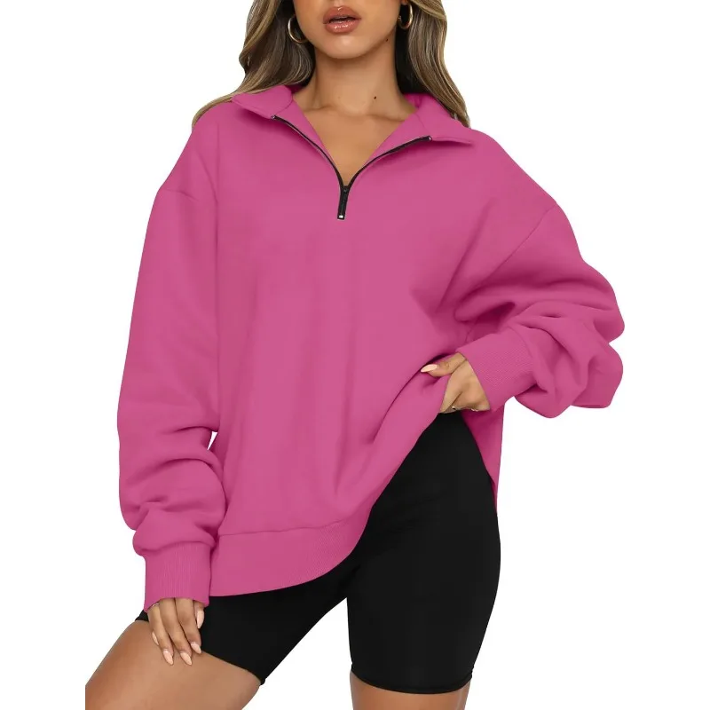 ​​Women's Quarter Zip Baseball Jacket French Pullover Fall Winter Casual Streetwear Top Minimalist Style 3-in-1 Jacket