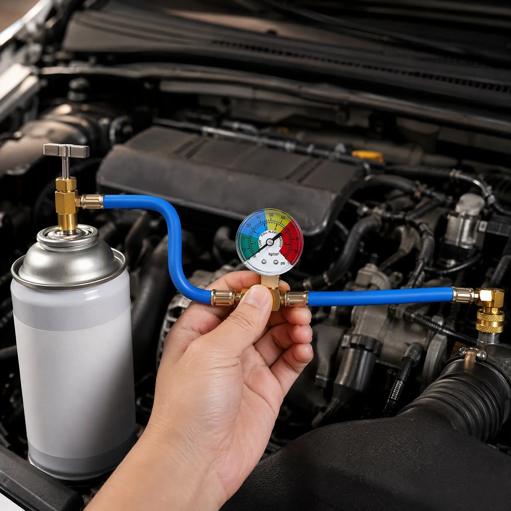 Air Conditioning Refrigerant Charging Hose With Gauge Refrigerant Automotive Charge Hose Ac Recharge (1/2 Thread For American)