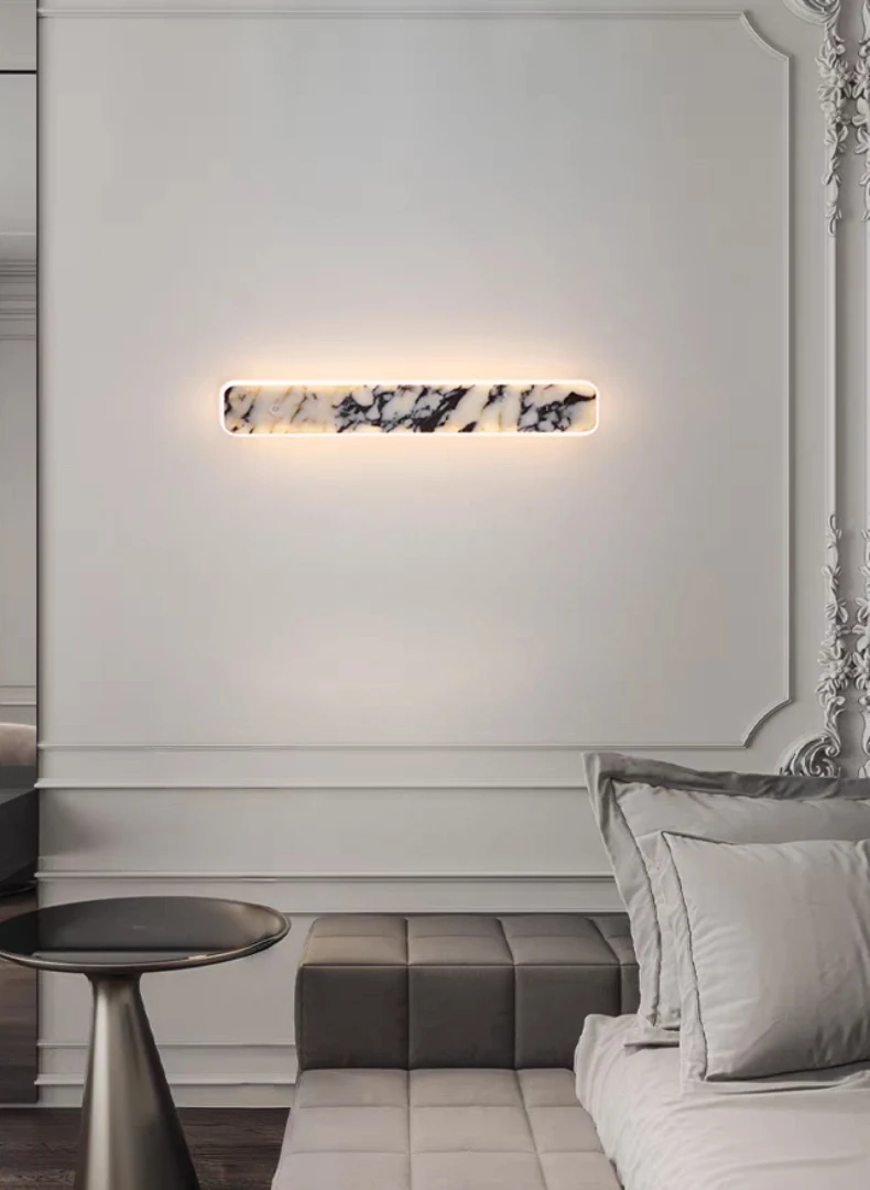 Rectangular Natural Marble LED Wall Light Home Atmosphere