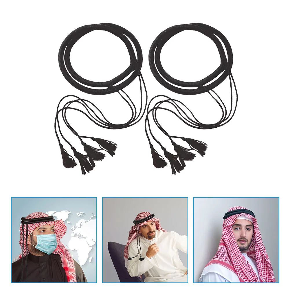 

2 Pcs Bandanas for Men Dubai Men's Headband Arabian Costume Accessory Muslim Accessories Middle East Turban Man