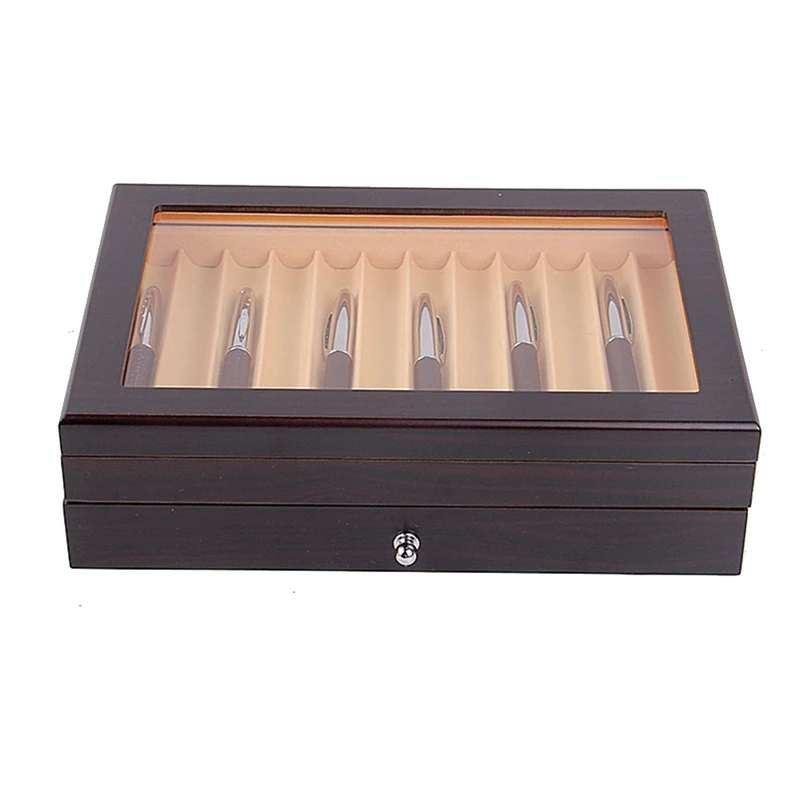 23 Slots Wooden Pen Storage Case Luxury 2 Layer Pen Display Organizer Transparent Window Fountain Pen-Collector Box