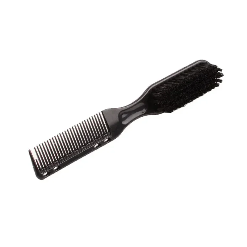 2/1p Double-sided Comb Brush Black Small Beard Styling Brush Professional Shave Beard Barber Vintage Carving Cleaning Brush