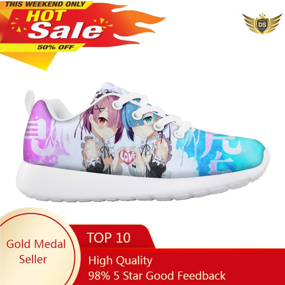 Japanese Anime Character Printing Round Toe Lace-up Sneakers Suitable For Students Shock-absorbing Travel Shoes