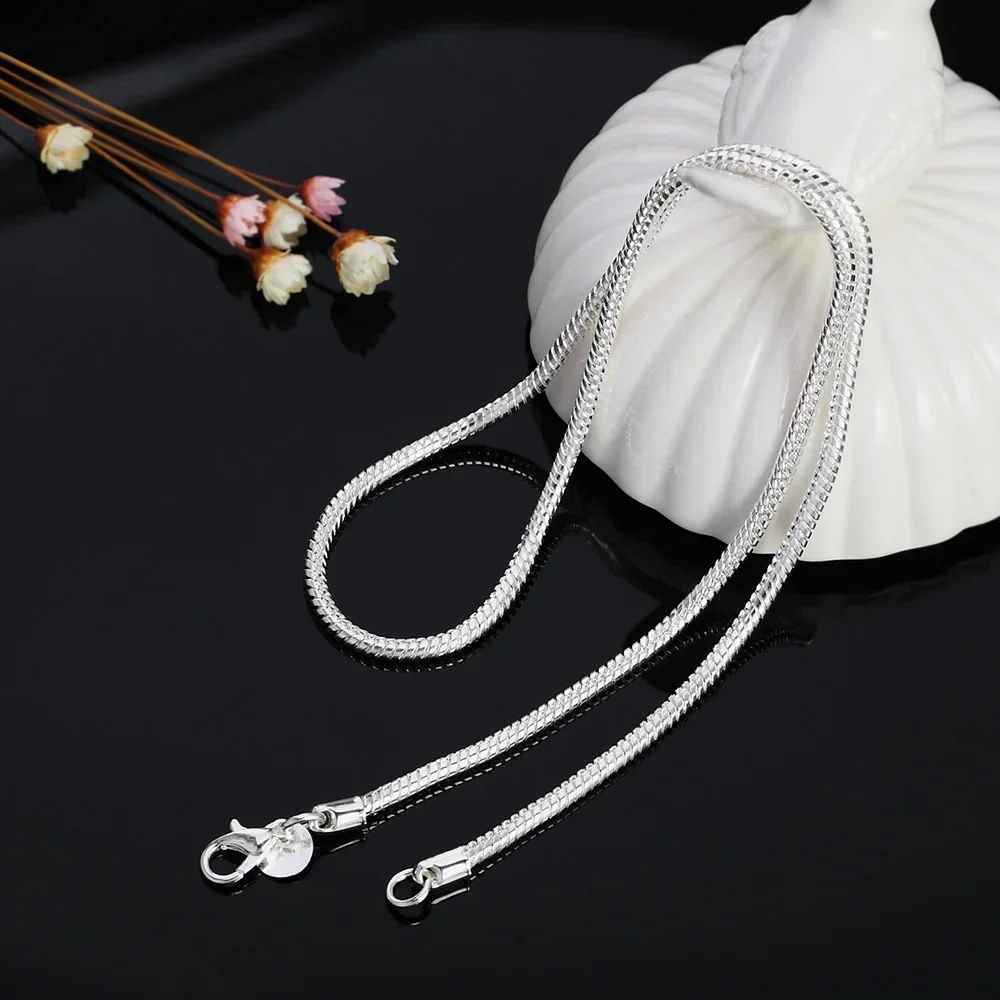 Hot classic 1MM/2MM/3MM solid Snake Chain 925 Sterling Silver Necklace For Men Women Fashion party Jewelry for pendant brands