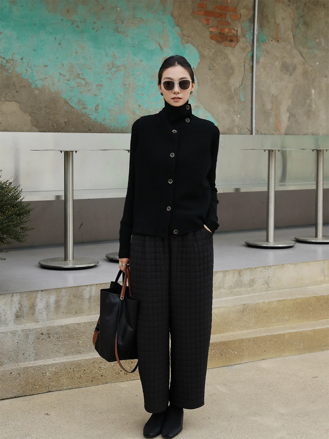 

Модные черные хлопковые брюки в клетку для женщин, свободные повседневные брюки с широкими штанинами, прямого кроя, зимние, больших размеров