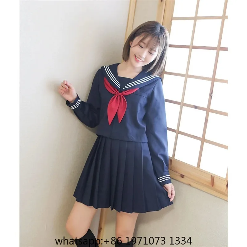 Basic style Japanese School Uniform College High School Girls Student Uniforms Sailor Suit White Tops Pleated Skirt Plus XXXXXL