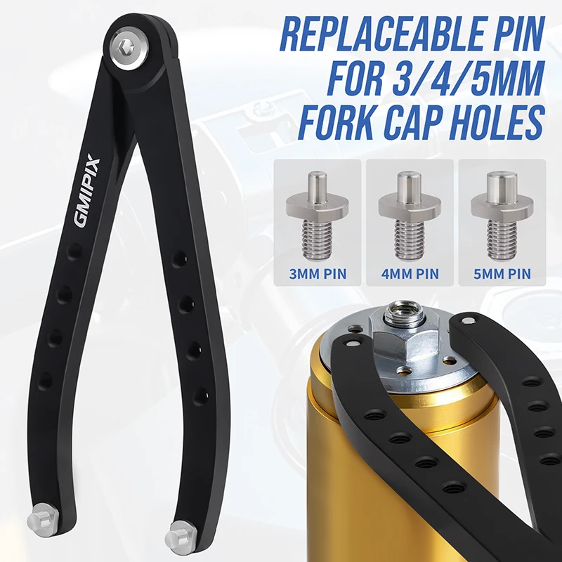 GMIPIX Adjustable Pin Spanner Wrench 3mm 4mm 5mm Rear Shock Absorber Pin Tool Fork Cap Removal Wrench For Motorcycle and Bike