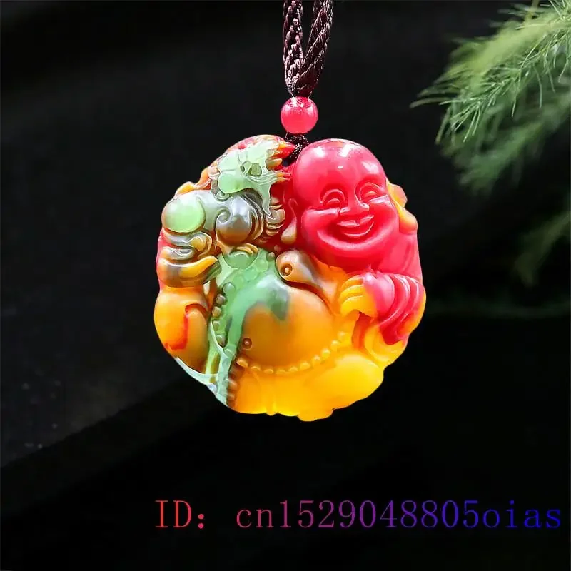 

Color Jade Maitreya Pendant Natural Charm Fashion Carved Buddha Gemstone Gifts Women Jewelry Chinese Necklace Jadeite Amulet