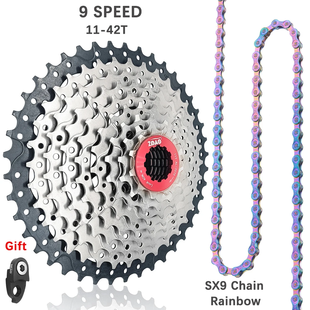ZOAO-Cassette de 9 velocidades para bicicleta de montaña, 11-42T, 9 s, 27s, rueda libre, piezas de bicicleta 9 S, 42T, Cassette 9V, corriente K7 para M430, M4000