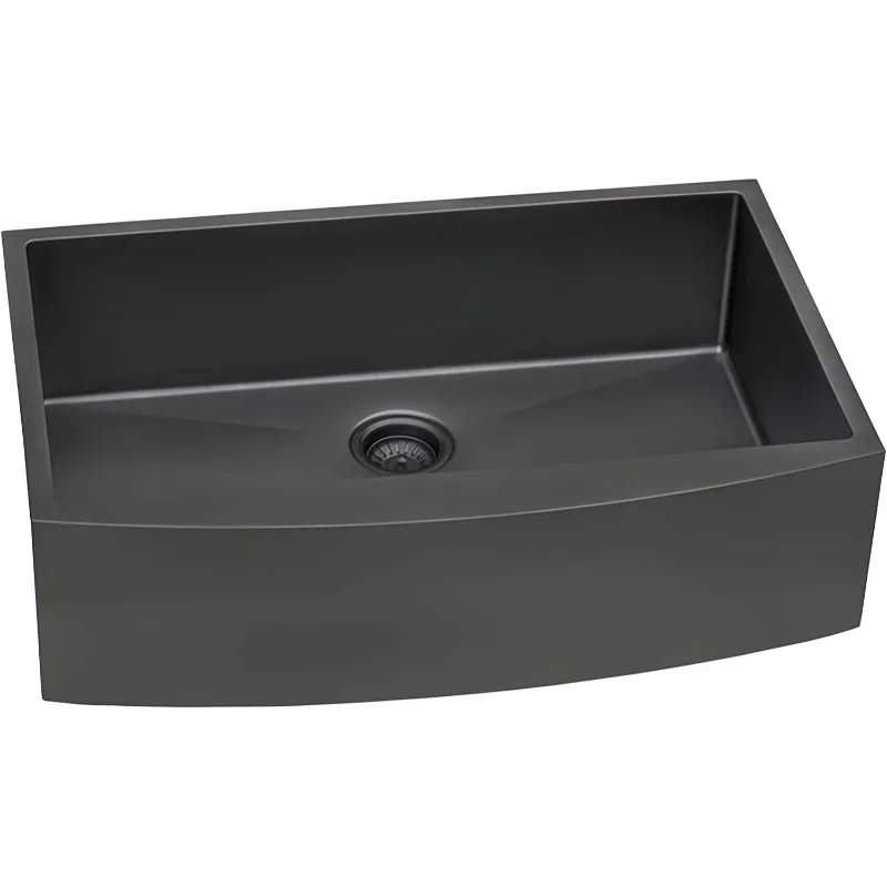 

304 stainless steel black matte nano skirt apron single bowl thickened handmade farmhouse bottoms