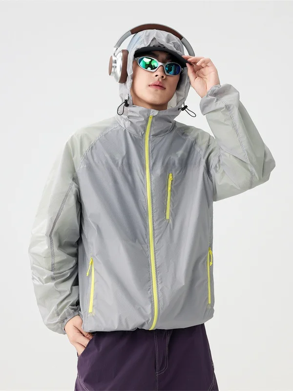 

Outdoor Workwear Jaet for Men Summer UV Protection Hat Inteated Ice Silk Thin Casual Jae Hooded Loose Fit Faion Sunsc...