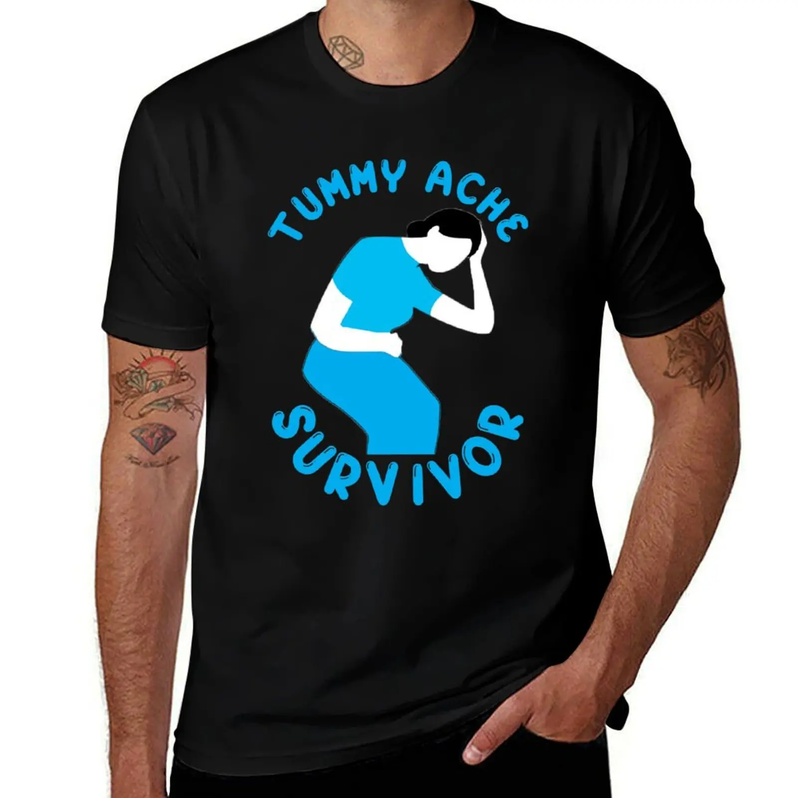 

Vintage Tummy Ache Survivor T-Shirt man t shirts for men casual man t shirts cotton