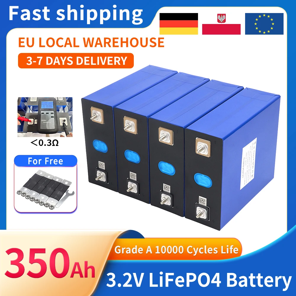 Consegna veloce 4-8 pezzi 3.2V 50Ah 100Ah 320Ah 350Ah Lifepo4 batteria al litio ferro fosfato fai da te 12V 24V 48V celle solari ricaricabili