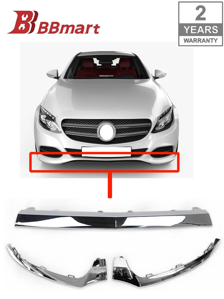 

BBmart AutoParts 3pcs A Kit Front Bumper Chrome Trim Chromium Styling Spoiler Diffuser For Mercedes Benz C-CLASS W205 A205 C205