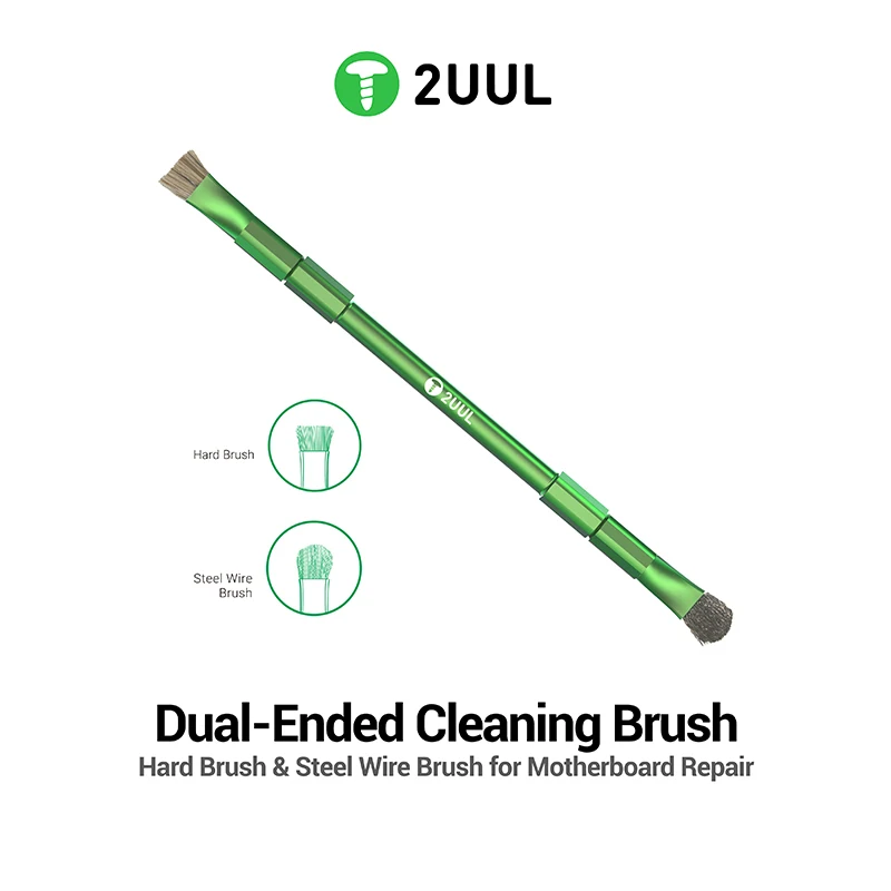 2UUL CL15 Dual-Ended Cleaning Brush Hard Brush & Steel Wire Brush for Motherboard Repair PCB Dust Removal Tools