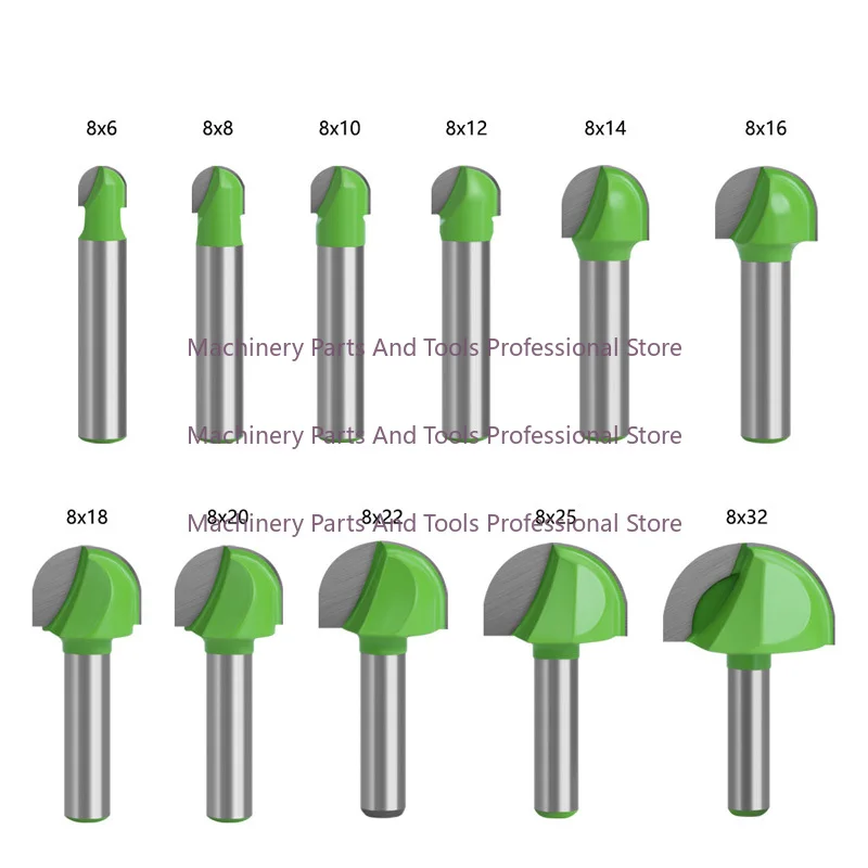 Round Bottom Over Nose Router Bit  Set Carbide Ball End Mill  8mm for Wood Woodworking R Corner Half Round Lace Ball Knife