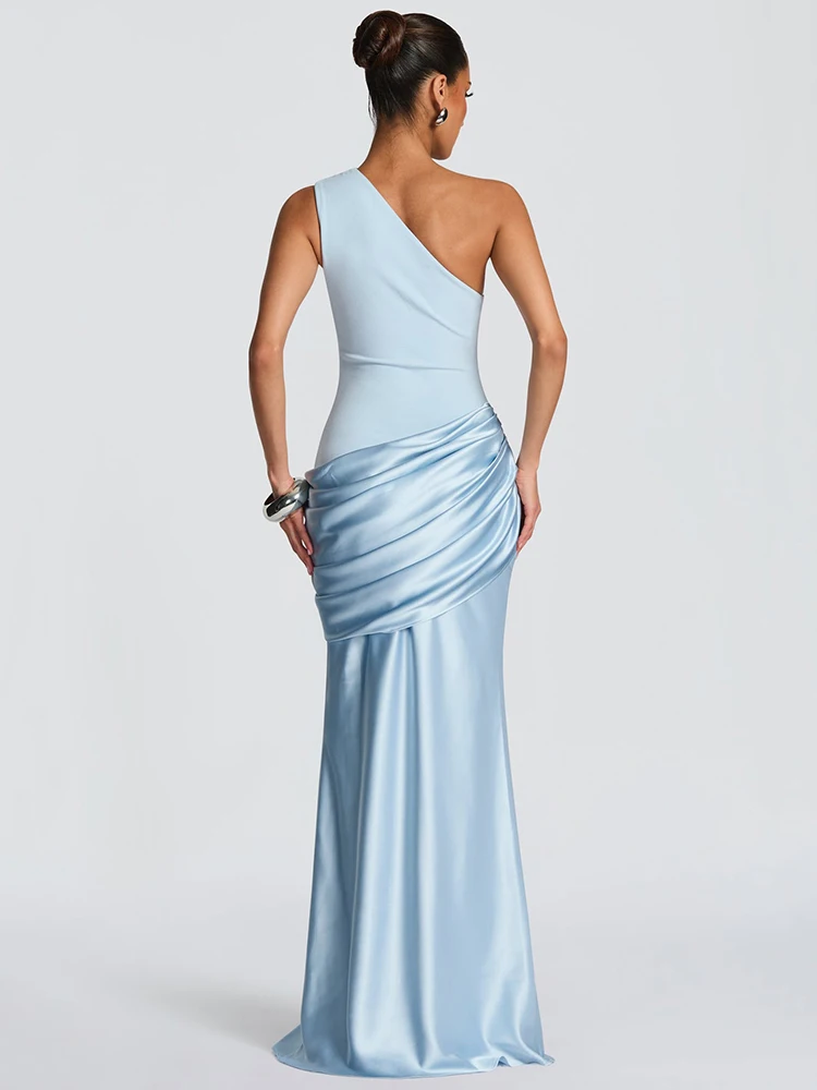 القطب الشمالي أنيقة الساتان سليم الساتان فستان طويل المرأة مثير خارج الكتف عارية الذراعين نادي الحفلات فستان سهرة شتاء جديد Vestidos 2026 #4