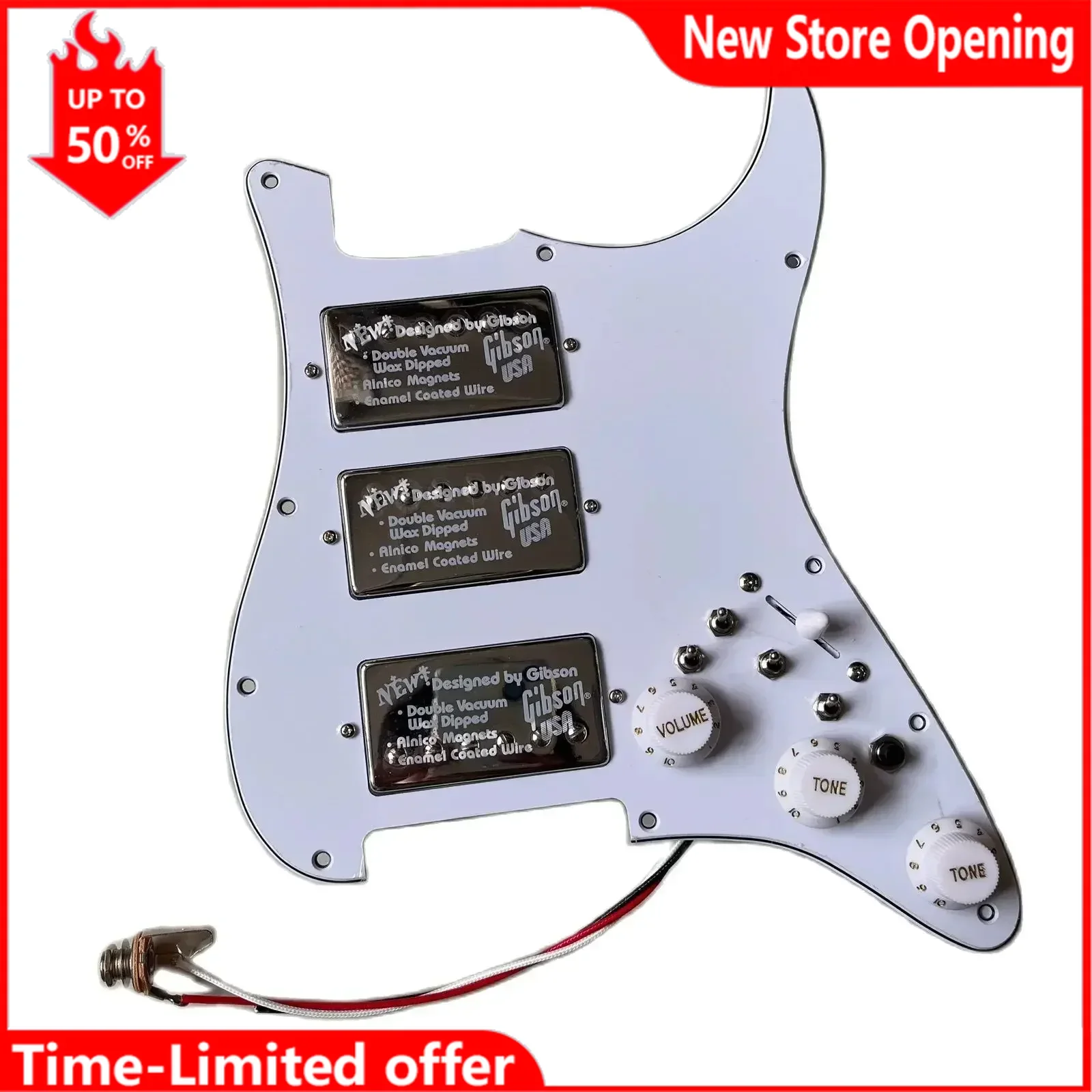 

Prewired Loaded Pickguard HHH Guitar Pickguard Coil Split Switch 3 PCS Humbucker Alnico V Pickups for ST Electric Guitar