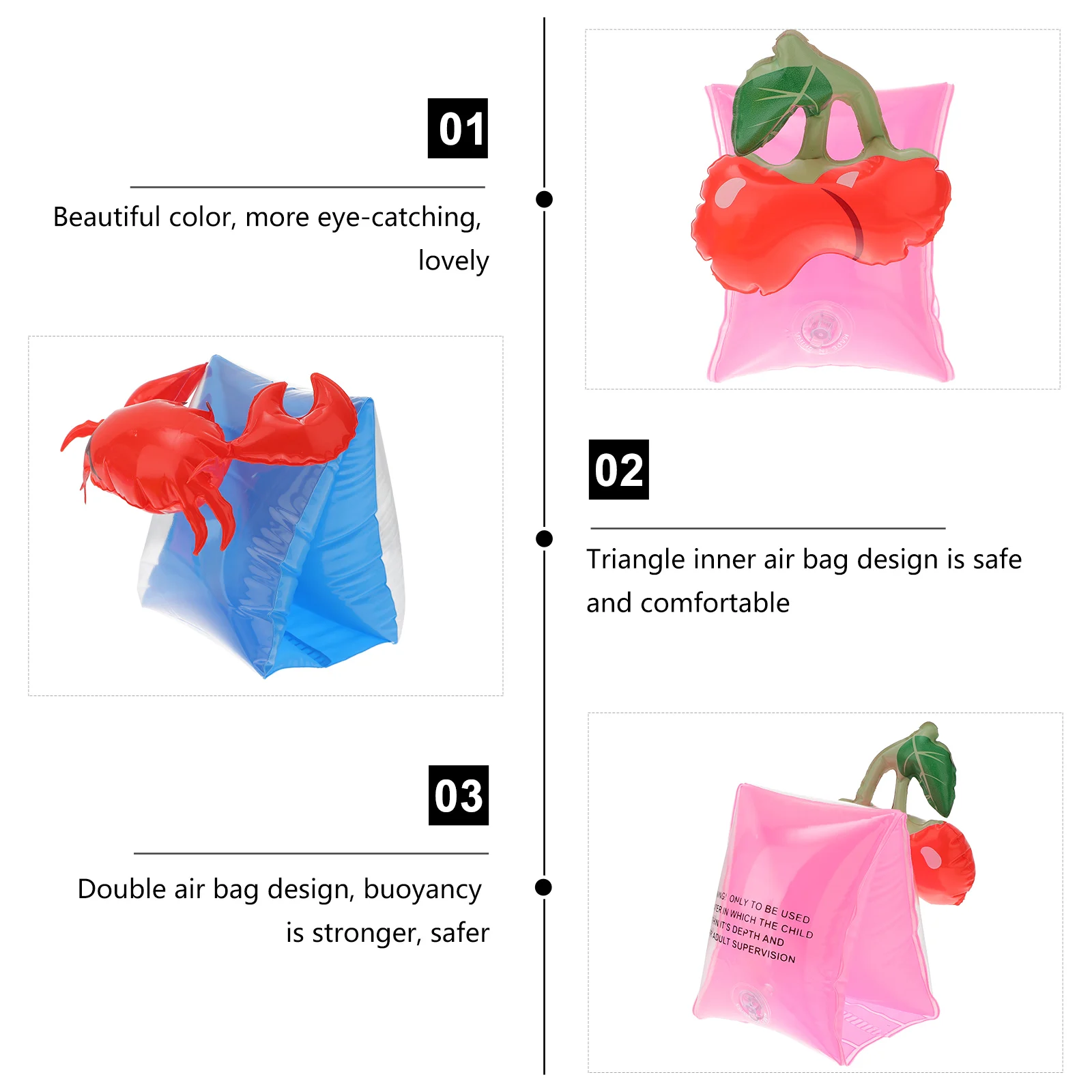 

4 Pairs Swimming Sleeves Waterproof Arm Rings Floating Object Bright Color Pvc Beginner Supplies Kids Floaties for Pool