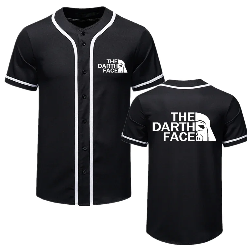 

Summer Men Japanese Style T-shirt Famous Outdoor Brand THE DARTH FACE Logo Print Tee Customizable Logo Men Short Sleeve Button