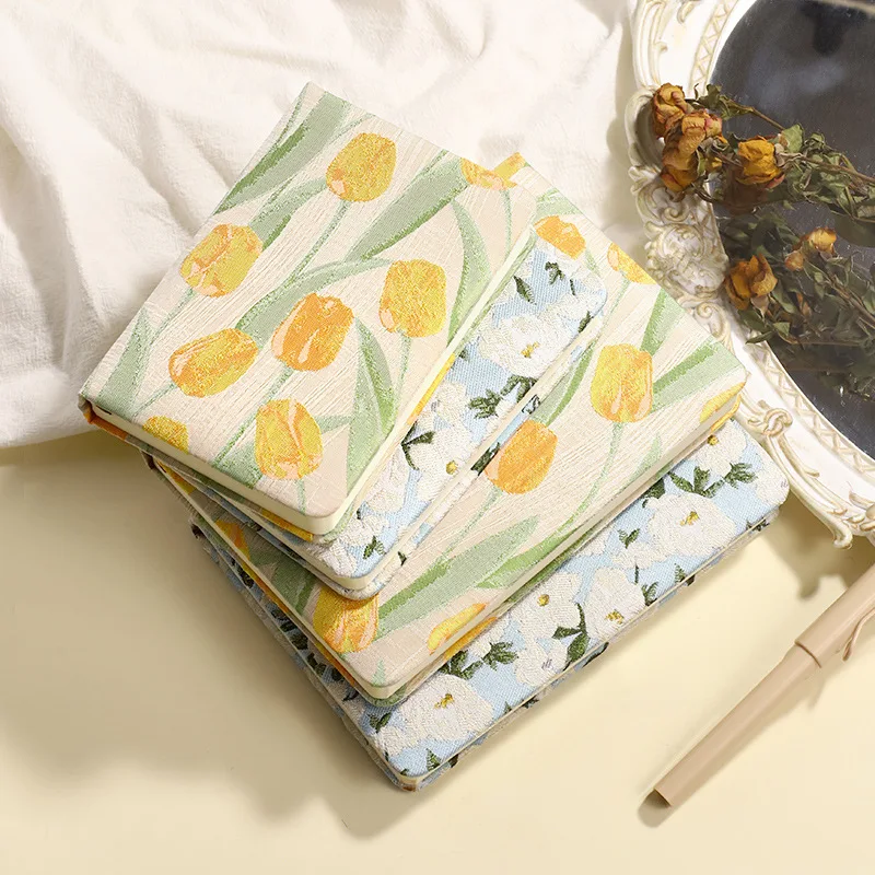 A6 B6 Floral Fabric Handwritten Loose-leaf Binder Book Embroidered Flower Notebook Advanced Design Notebook High Beauty Notebook