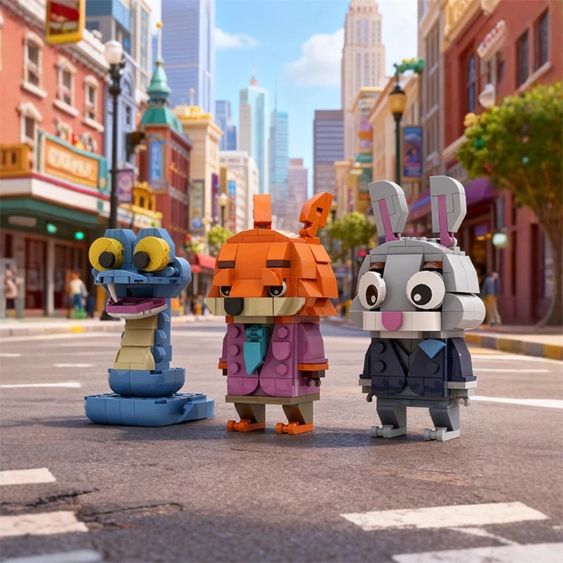 لعبة بناء MOC Zootopia Brickheadz متوافقة مع الطوب الصغير للأطفال والمراهقين ديكور الحفلات هدية الكريسماس 334 قطعة #3