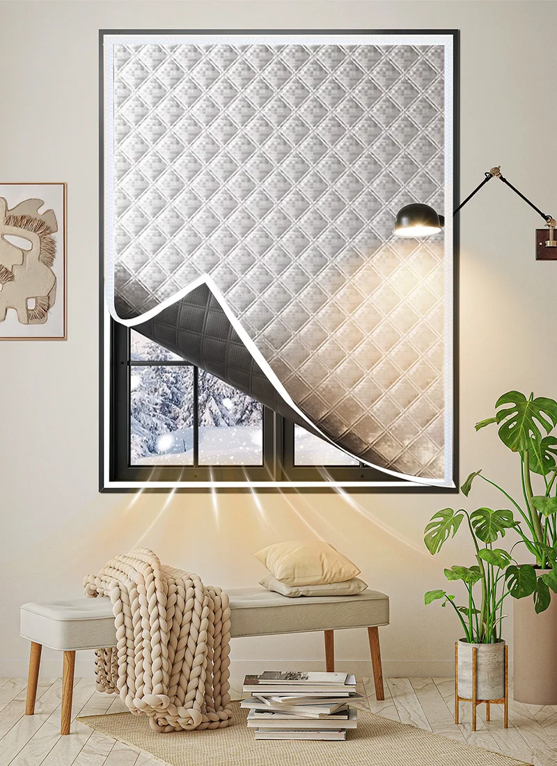 Winter window windproof, warm, sealed, leak proof, waterproof,bedroom thickened,non perforated, blackout and cold proof curtains