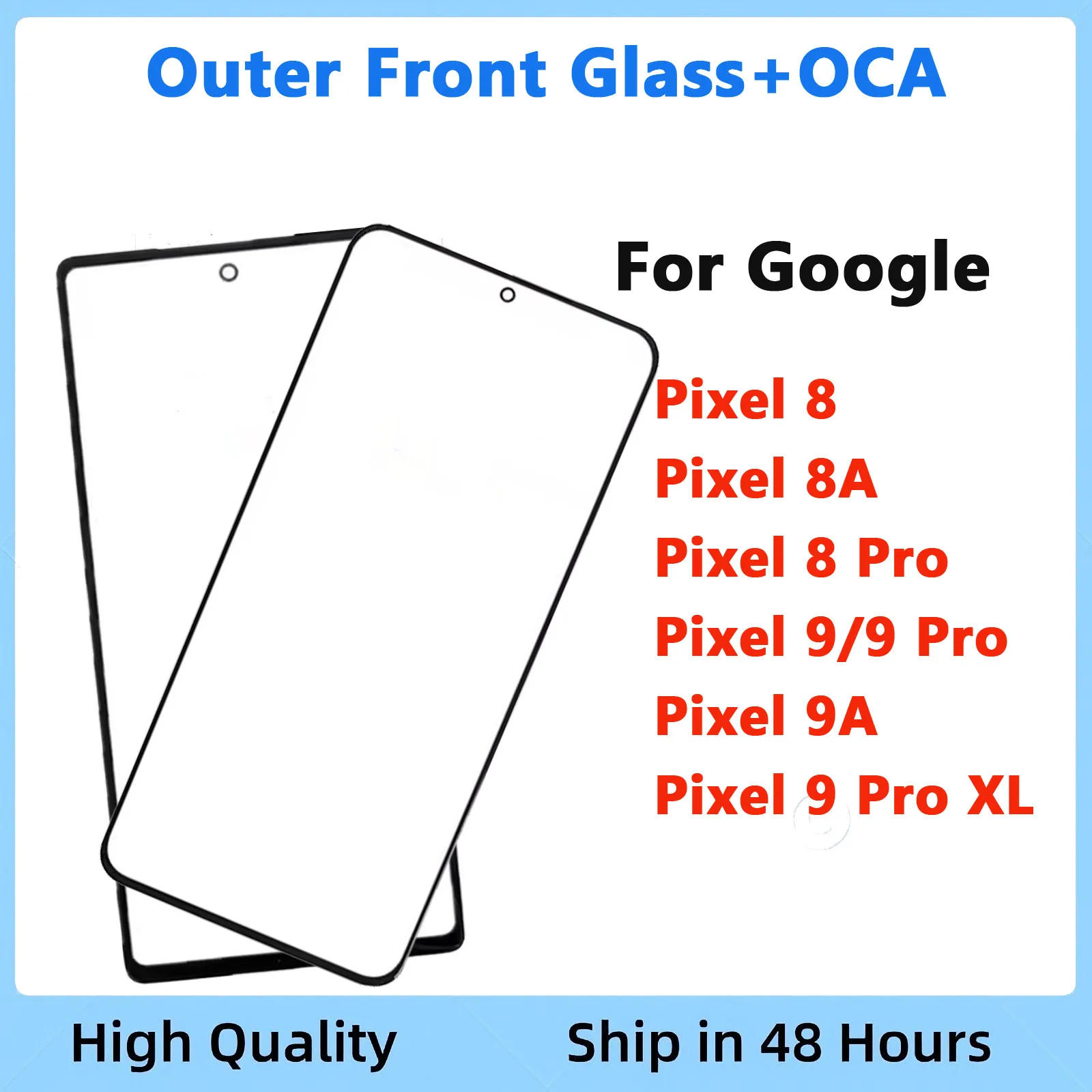 

Передняя внешняя стеклянная линза с OCA для Google Pixel 8 9 Pro 9A 8A XL Передняя сенсорная линза с ЖК-дисплеем