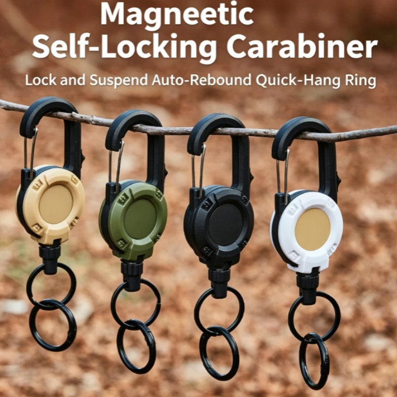 Outdoor Easy-pull buckle Telescopic buckle Wire Multifunctional keychain Camping High rebound Anti-magnetic suction model