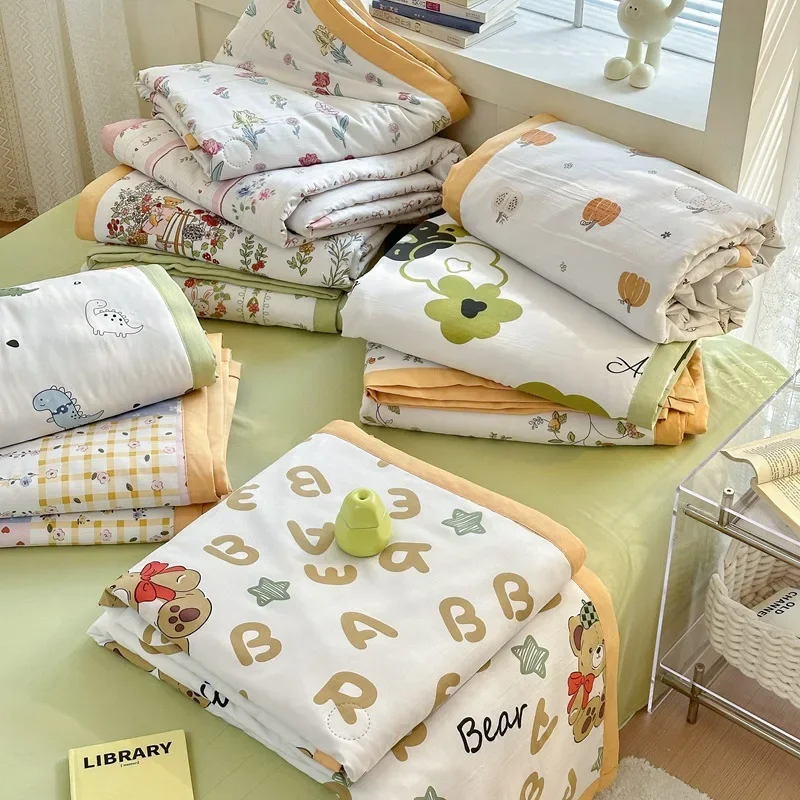 Popular Type A Bubble Cotton Hemp Summer Quilt Printed Summer Cool Quilt Machine Washable Household Air Conditioning Quilt