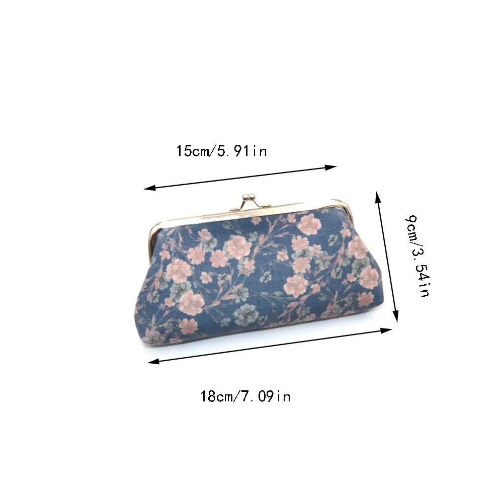 Druck Lange Kuss Schloss Brieftasche Haspe Koreanischen Stil Retro Blume Geldbörse Tragbare Karte Lagerung Tasche Geld Clutch Tasche Frauen