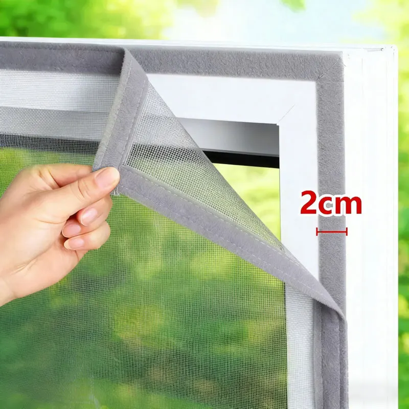 Gray PP Nano Self-Stick Window Insect Screen Breathable Anti-Bug Mesh Removable Washable Net