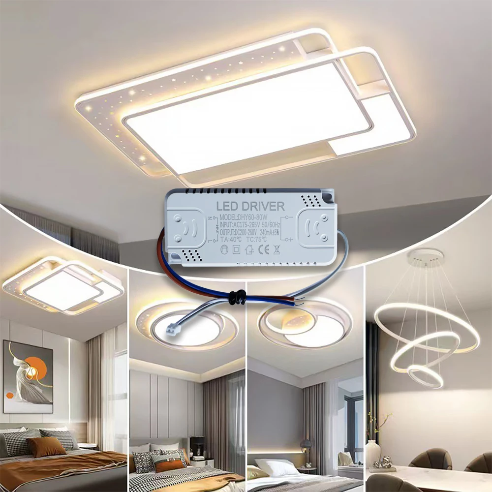 LED Driver Power Supply 8-24W 18-40W 36-50W 40-60W 60-80W Constant‑Current Driver LED Transformer for Ceiling Light