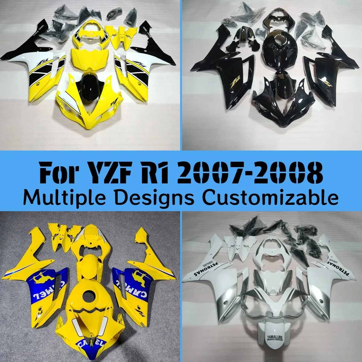 

YZFR1 2007 2008, запасные части, обтекатели для Yamaha YZF R1 07 08, комплект обтекателей для мотоцикла из АБС-пластика