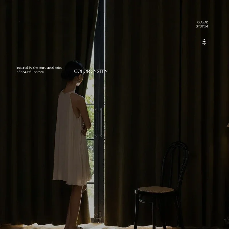 

French Retro Green Chenille Jacquard Wheat Ear Blackout Curtains for Living Dining Room Bedroom Modem Simple Custom Size Decor