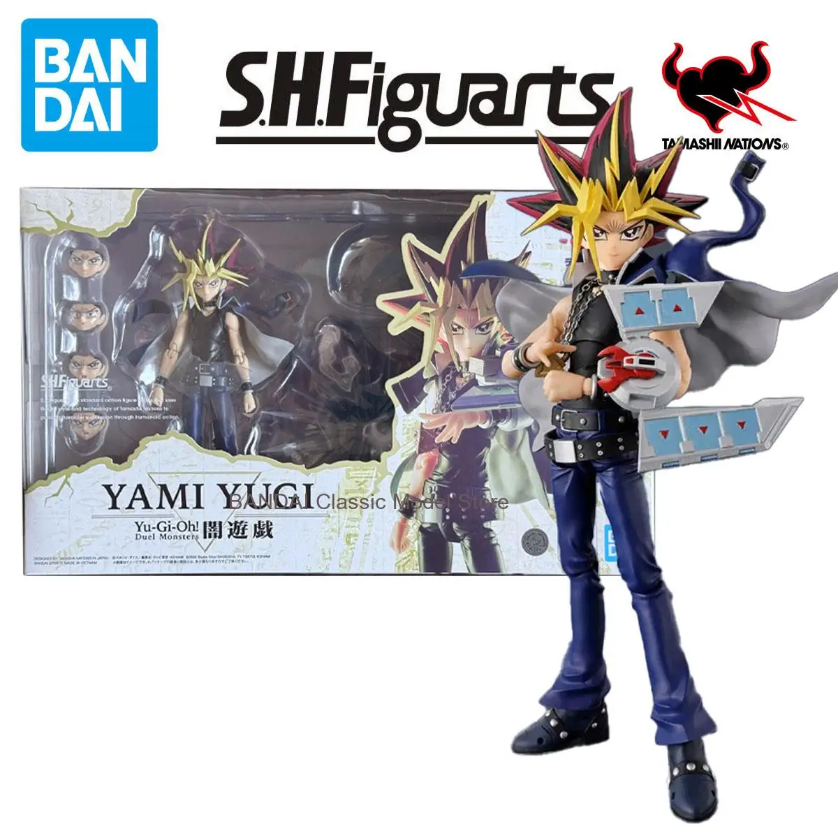 สินค้าพร้อมส่ง ของแท้จาก BANDAI กล่องเดิม Figuarts Yu-Gi-Oh ยามิ ยูกิ ดาร์กเมจิเชียน ฟิกเกอร์แอคชั่น ของเล่นสะสม ของขวัญสำหรับเด็ก บรรจุภัณฑ์กล่องโฟม