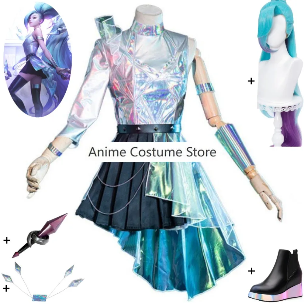 

Game LOL KDA All Out Seraphine The Starry Eyed Songstress Cosplay Costume Wig Wing Microphone Shoes Anime Props Hallowen Suit