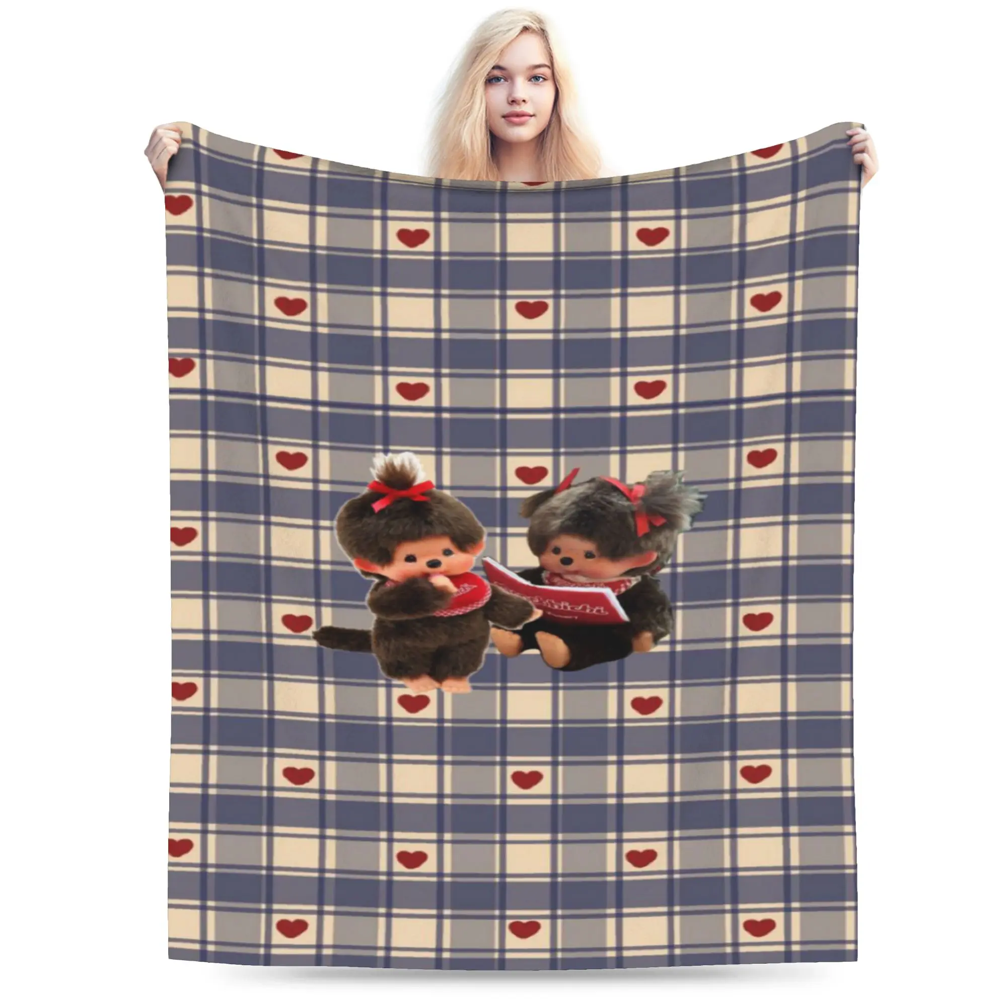 Monchhichies Blanket Ultra-Soft Flannel Novelty Present  Throw Blankets Plush Thin Quilt