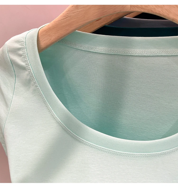 2026 Sexy Quadratischer Ausschnitt Slim T-Shirt Damen Baumwolle Elastisch Basic Einfarbig Lässige Oberteile Kurzarm Dünne T-Shirts Transparent – Detail 29