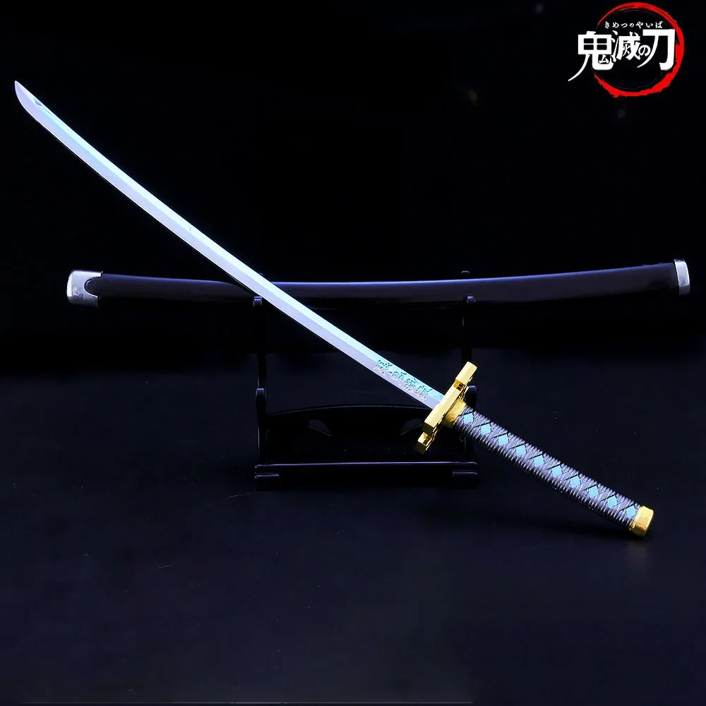 Demon Slayer Katana Sword Tokitou Muichirou Nichirin Blade 25cm Anime Sword Model Metal Uncut Blade Weapon Gifts Toys for Boys